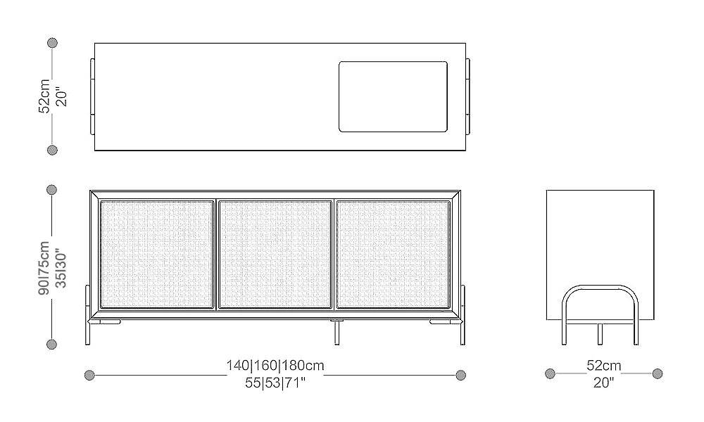 Image of the main dimensions of the product